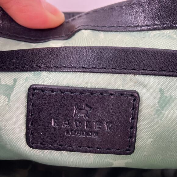 Radley London Small Crossbody Bag w Scottie Dog Logo Black Leather Retro - Picture 14 of 16